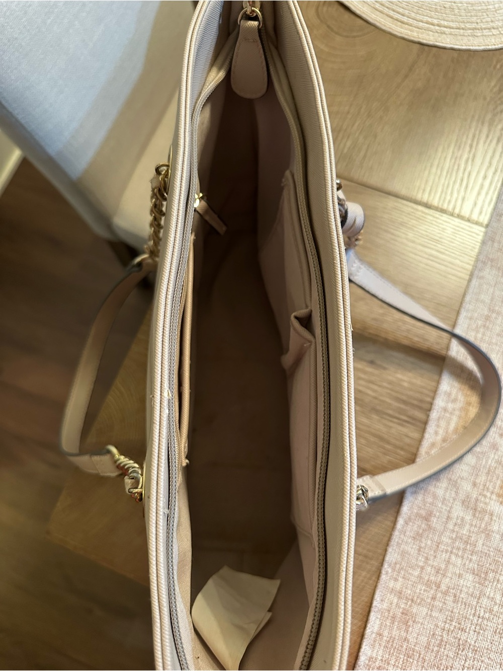 Aldo Light Pink Tote with Chain-Detail Straps - Picture 2 of 2